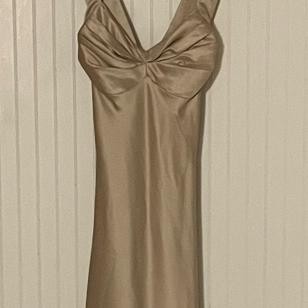 Calvin Klein Satin Slip Dress in Taupe